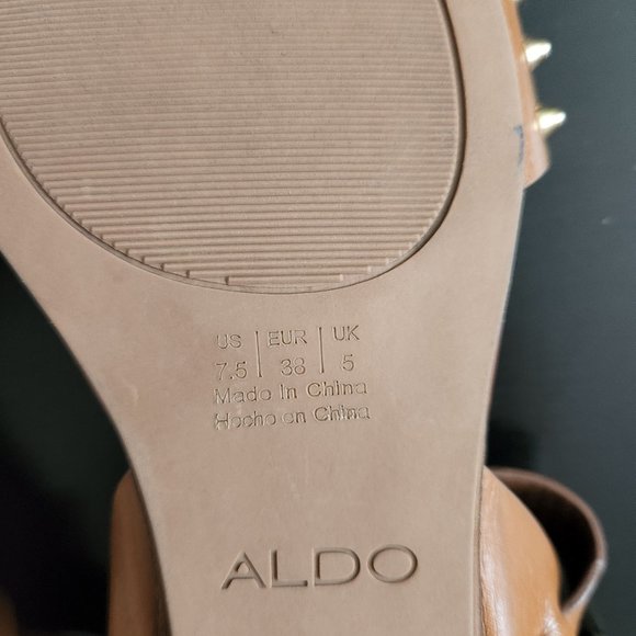 Aldo Women Studded Leather Flat Sandals - Picture 10 of 10